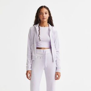 H&M Hooded Velour Cropped Jacket